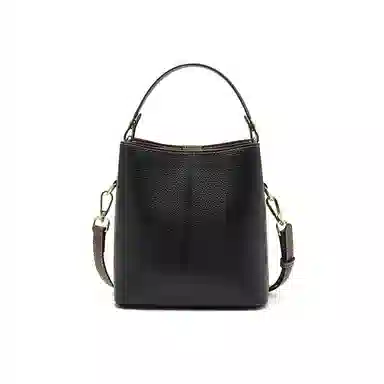 老人头 时尚通勤百搭高级感 牛皮 单肩手提包 常规 女款 黑色