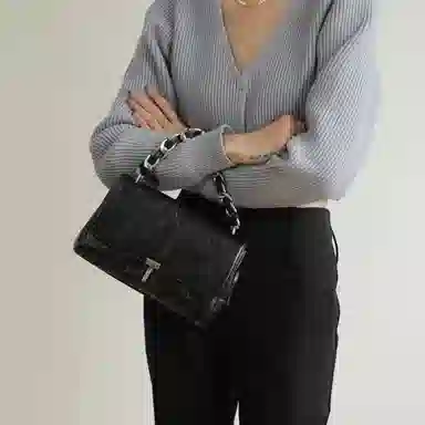 老人头 质感百搭时尚通勤 头层牛皮 斜挎单肩手提包 女款 黑色/咖啡色