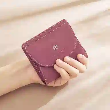 老人头 经典时尚高级感多卡位大钞位零钱位多功能轻便通勤钱夹 牛皮 钱包 女款 紫色