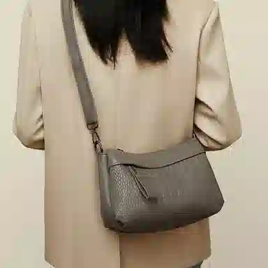 老人头 时尚百搭纯色通勤潮流百搭 牛皮革拼合成革 单肩包 常规 女款 多色