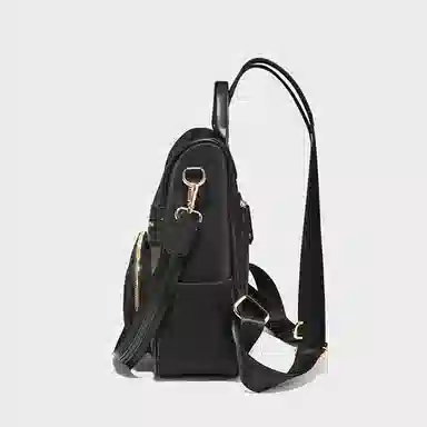 老人头 时尚大容量休闲简约百搭通勤背包高级感轻便耐用 织物 双肩包 常规 女款 黑色