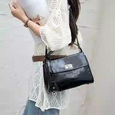 老人头 法式高级质感日常通勤百搭单肩斜挎包 头层牛皮 手提包 常规 女款 多色