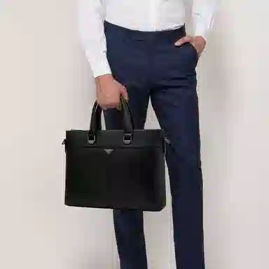 老人头 商务通勤高级感大容量高级感手提单肩斜挎包 头层牛皮 公文包 常规 男款 黑色