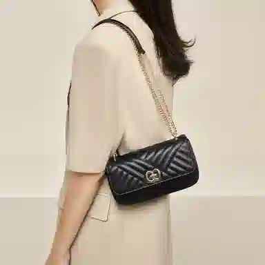 老人头 时尚高级感气质菱格通勤百搭 合成革 斜挎单肩包 女款 多色