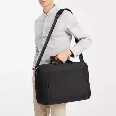 老人头 时尚商务通勤休闲百搭大容量简约文件包 牛津布 手提单肩斜挎公文包 男款 黑色