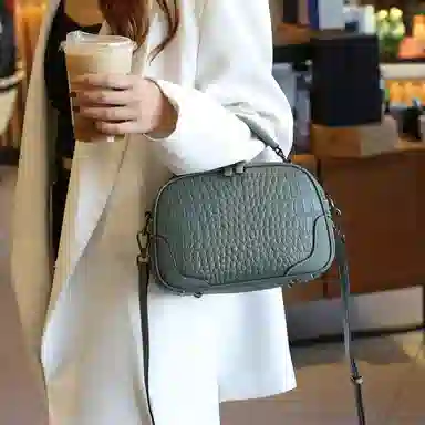 老人头 法式时尚百搭小众 牛皮拼合成革 手提包 女款 多色