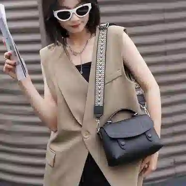 老人头 小众设计感通勤百搭高级质感手拿单肩包 头层牛皮 手提包 常规 女款 多色