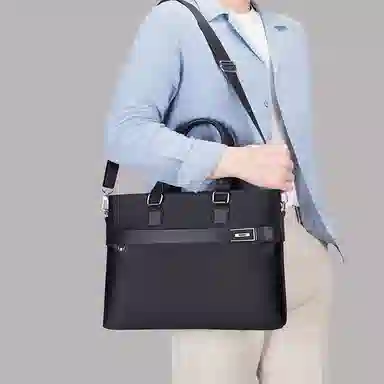 老人头 商务轻便时尚简约通勤 织物 公文包 常规 男款 黑色