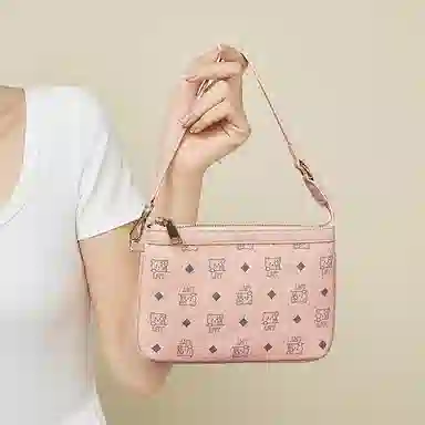 珍爱 老人头 时尚复古印花百搭通勤 合成革 子母包单肩包 女款 棕色/粉色