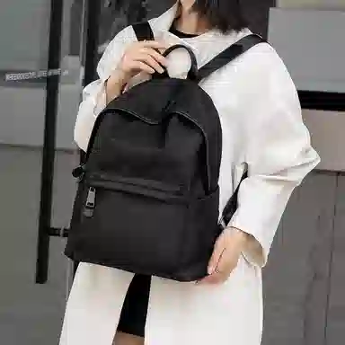 老人头 轻便出行通勤高颜值小众设计感百搭背包 牛皮 双肩包 常规 女款 黑色