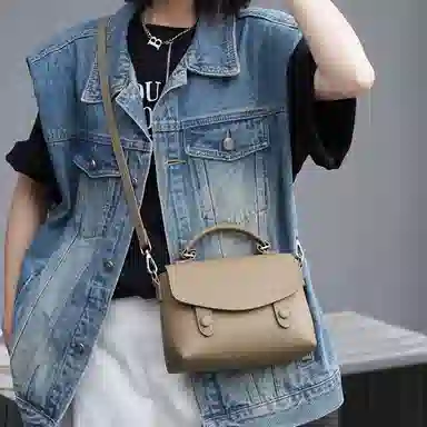 老人头 小众设计感通勤百搭高级质感手拿单肩包 头层牛皮 手提包 常规 女款 多色