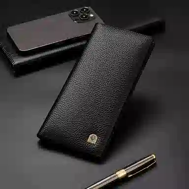 老人头 商务通勤个性百搭简约长款皮夹 头层牛皮 钱包 男款 黑色/啡色