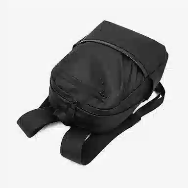 老人头 高街机能风休闲纯色百搭通勤大容量旅行电脑背包 织物 双肩包 男女同款情侣款 黑色