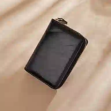 老人头 简约时尚多功能高级感短款纯色卡包票夹 合成革 钱包女士 女款 黑色/蓝色/粉色/棕色