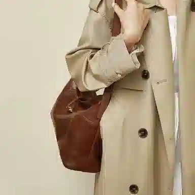 老人头 复古风气质百搭高颜值小众 头层牛皮 单肩斜挎包 女款 棕色/黑色