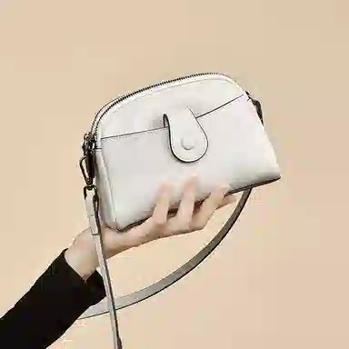 老人头 时尚简约百搭 头层牛皮 单肩斜挎包 常规 女款 黑色/白色