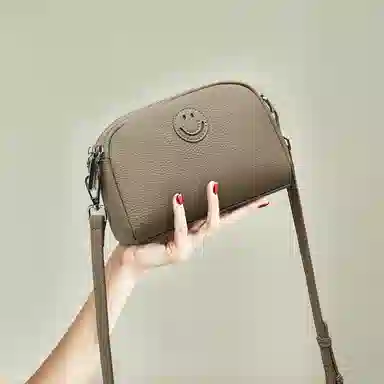 老人头 百搭简约时尚笑脸 头层牛皮 单肩包 女款 多色