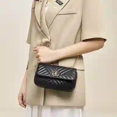 老人头 时尚高级感气质菱格通勤百搭 合成革 斜挎单肩包 女款 多色