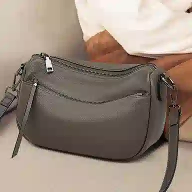 老人头 简约百搭纯色 头层牛皮 单肩包 女款 多色