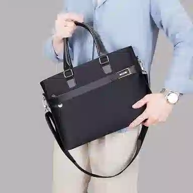 老人头 商务轻便时尚简约通勤 织物 公文包 常规 男款 黑色
