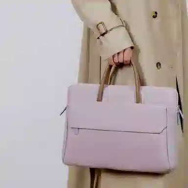 老人头 商务简约休闲百搭通勤多功能手提包 织物 电脑包 男女同款情侣款 黑色/米色/浅紫色