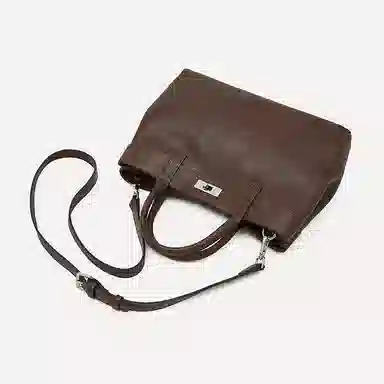 老人头 精致百搭时尚日常通勤单肩 头层牛皮 手提包 女款 黑色/咖色/棕色