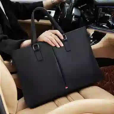 老人头 时尚商务通勤高级质感 牛皮 公文包 男款 黑色