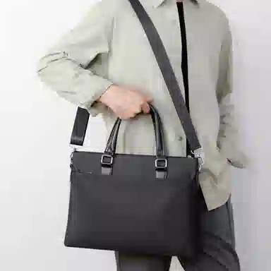 老人头 商务休闲简约通勤 织物 公文包 常规 男款 黑色