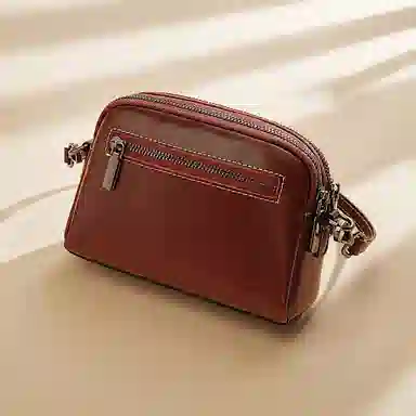 老人头 时尚简约百搭 头层牛皮 单肩斜挎包 常规 女款 黑色/白色