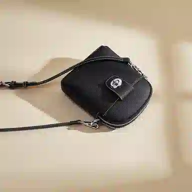 老人头 复古时尚百搭复古高颜值简约设计小巧轻便手机包 头层牛皮 单肩斜挎包 女款 黑色/米白色/灰色/焦糖色