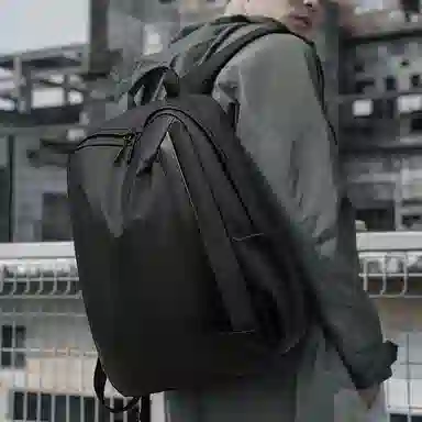 老人头 通勤商务时尚潮流百搭 织物 双肩包 常规 男女同款情侣款 黑色