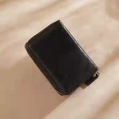 老人头 简约时尚多功能高级感短款纯色卡包票夹 合成革 钱包女士 女款 黑色/蓝色/粉色/棕色