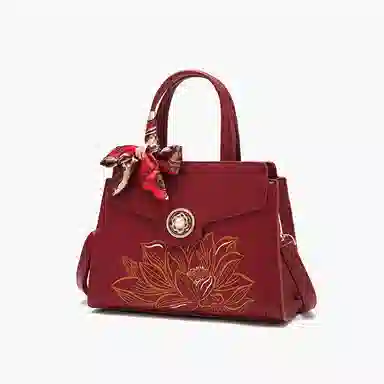 老人头 新中式刺绣国风时尚百搭妈妈包 合成革 托特包单肩斜挎手提包 女款 多色