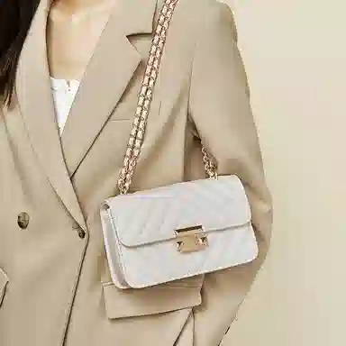 老人头 小香风菱格气质简约时尚 合成革 单肩包 女款 多色