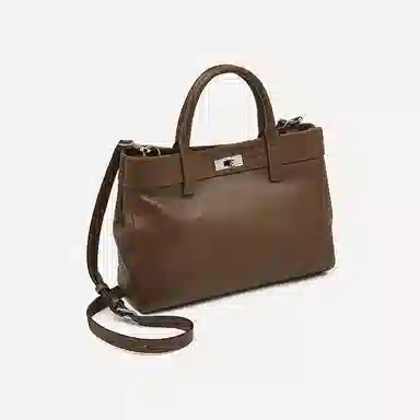 老人头 精致百搭时尚日常通勤单肩 头层牛皮 手提包 女款 黑色/咖色/棕色