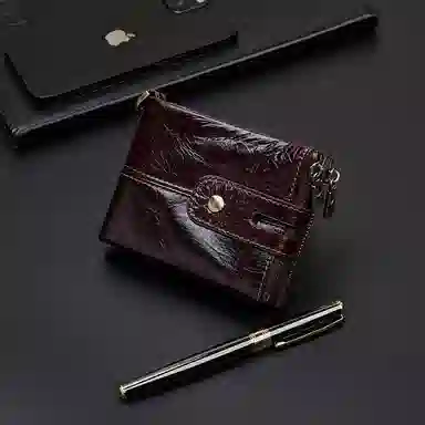 老人头 复古简约设计感通勤百搭上班多功能短款 头层牛皮 钱包 男女同款情侣款 黑色/咖色/棕色