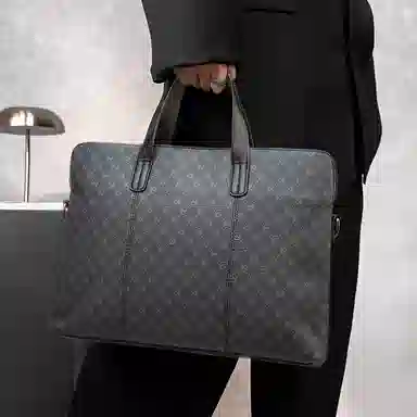 老人头 复古百搭商务通勤时尚设计高级感单肩斜挎包 合成革 公文包 男款 多色