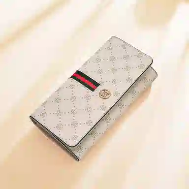 老人头 经典复古老花高级感长款多卡位通勤百搭票夹钱夹 合成革 钱包 男女同款情侣款 咖色