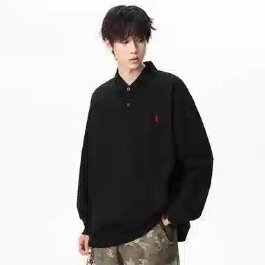 MIIOW Trend Party Series Vintage Loose Long Sleeve Polo