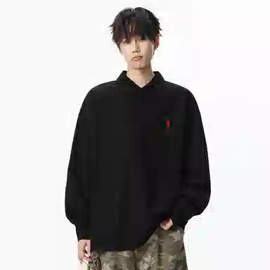 MIIOW Trend Party Series Vintage Loose Long Sleeve Polo