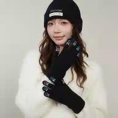 匹克 可爱表情卡哇伊 锦纶 冬季保暖绒线手套 女款