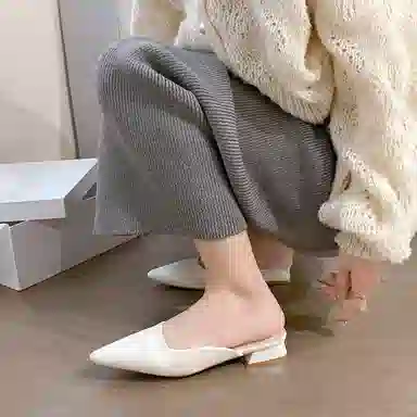 美洲爵士 简约经典百搭舒适通勤 车缝线 防臭包头拖鞋 女