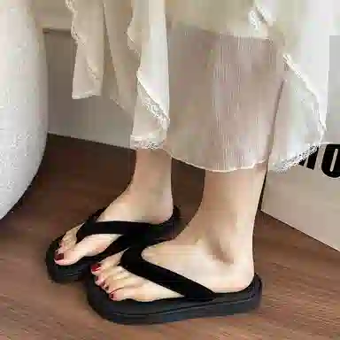 美洲爵士 平底舒适百搭简约沙滩人字拖鞋 女