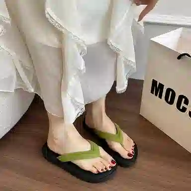 美洲爵士 平底舒适百搭简约沙滩人字拖鞋 女