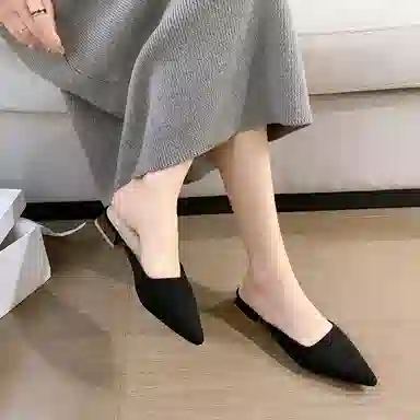 美洲爵士 简约经典百搭舒适通勤 车缝线 防臭包头拖鞋 女