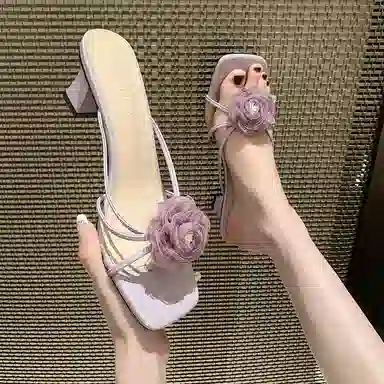 美洲爵士 花朵仙女风 橡胶底人字拖鞋 女