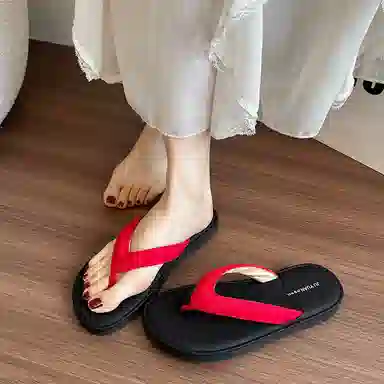 美洲爵士 平底舒适百搭简约沙滩人字拖鞋 女