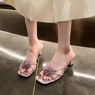 美洲爵士 花朵仙女风 橡胶底人字拖鞋 女
