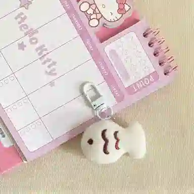 Ruer Bear Cute Cat and Fish Keychain