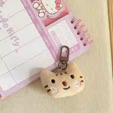 Ruer Bear Cute Cat and Fish Keychain